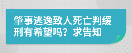 肇事逃逸致人死亡判缓刑有希望吗？求告知