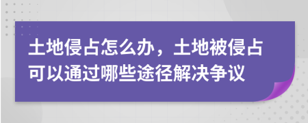 土地侵占怎么办，土地被侵占可以通过哪些途径解决争议
