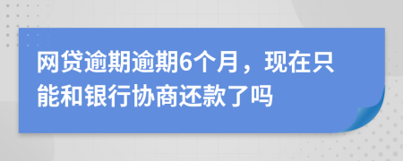 网贷逾期逾期6个月，现在只能和银行协商还款了吗