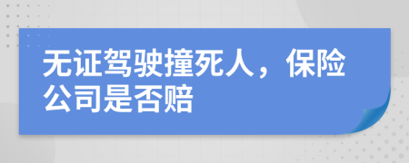 无证驾驶撞死人，保险公司是否赔