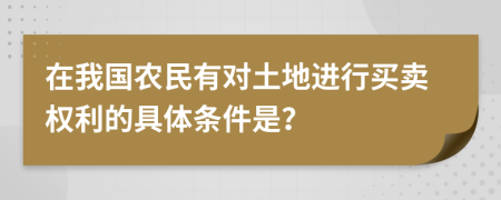 在我国农民有对土地进行买卖权利的具体条件是？