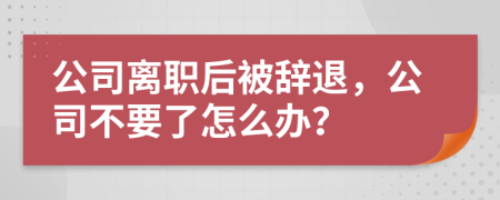 公司离职后被辞退，公司不要了怎么办？