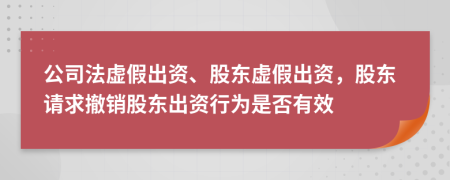 公司法虚假出资、股东虚假出资，股东请求撤销股东出资行为是否有效
