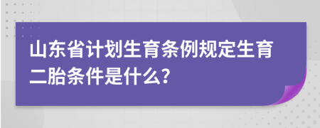 山东省计划生育条例规定生育二胎条件是什么？