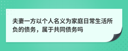 夫妻一方以个人名义为家庭日常生活所负的债务，属于共同债务吗