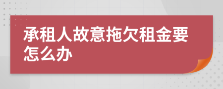 承租人故意拖欠租金要怎么办