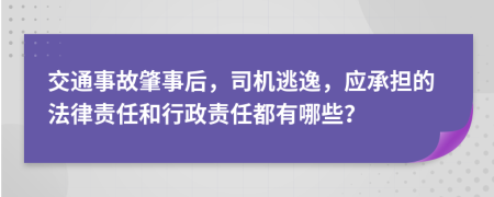 交通事故肇事后，司机逃逸，应承担的法律责任和行政责任都有哪些？