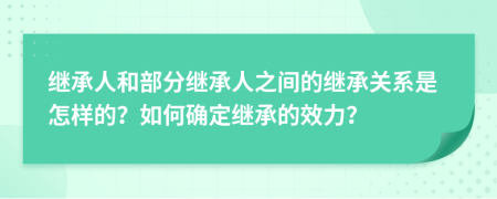 继承人和部分继承人之间的继承关系是怎样的？如何确定继承的效力？