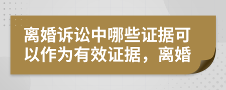 离婚诉讼中哪些证据可以作为有效证据，离婚