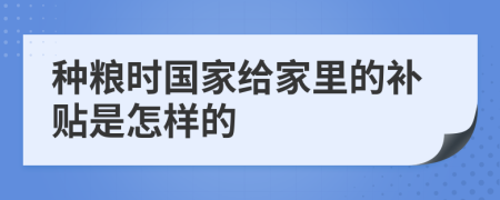 种粮时国家给家里的补贴是怎样的