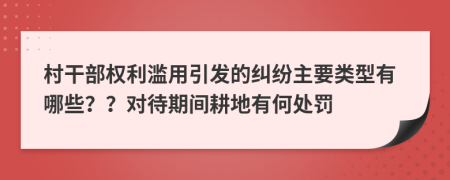 村干部权利滥用引发的纠纷主要类型有哪些？？对待期间耕地有何处罚