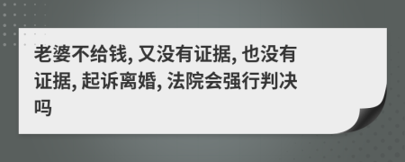 老婆不给钱, 又没有证据, 也没有证据, 起诉离婚, 法院会强行判决吗