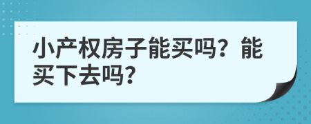 小产权房子能买吗？能买下去吗？