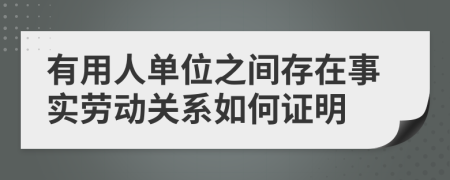 有用人单位之间存在事实劳动关系如何证明