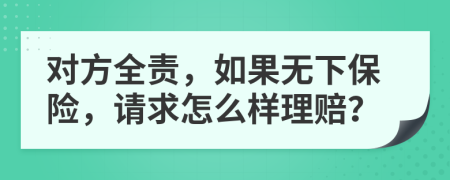 对方全责，如果无下保险，请求怎么样理赔？