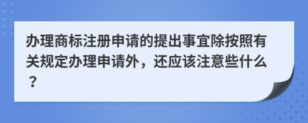 办理商标注册申请的提出事宜除按照有关规定办理申请外，还应该注意些什么？