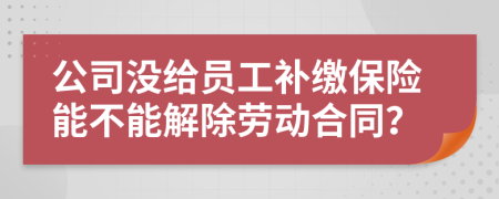 公司没给员工补缴保险能不能解除劳动合同？