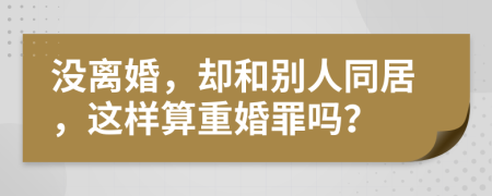 没离婚，却和别人同居，这样算重婚罪吗？