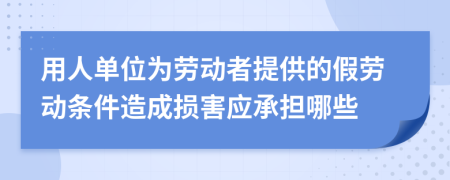 用人单位为劳动者提供的假劳动条件造成损害应承担哪些