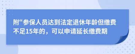 附“参保人员达到法定退休年龄但缴费不足15年的，可以申请延长缴费期