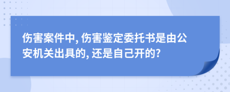 伤害案件中, 伤害鉴定委托书是由公安机关出具的, 还是自己开的?