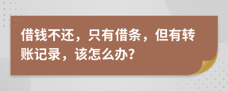 借钱不还，只有借条，但有转账记录，该怎么办？