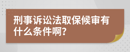 刑事诉讼法取保候审有什么条件啊？