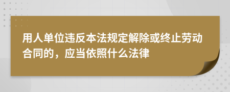 用人单位违反本法规定解除或终止劳动合同的，应当依照什么法律