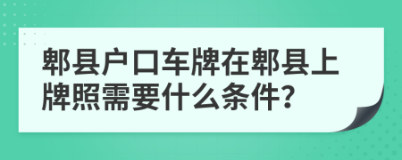 郫县户口车牌在郫县上牌照需要什么条件？