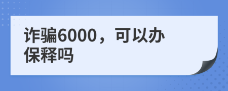 诈骗6000，可以办保释吗