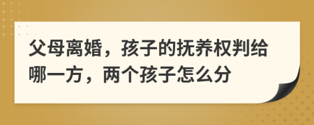 父母离婚，孩子的抚养权判给哪一方，两个孩子怎么分