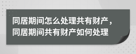 同居期间怎么处理共有财产，同居期间共有财产如何处理