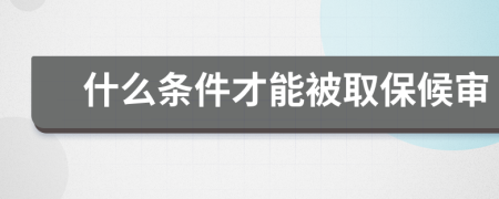 什么条件才能被取保候审