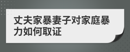 丈夫家暴妻子对家庭暴力如何取证