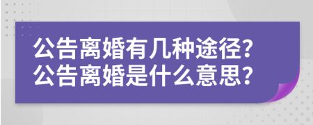 公告离婚有几种途径？公告离婚是什么意思？