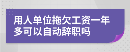 用人单位拖欠工资一年多可以自动辞职吗