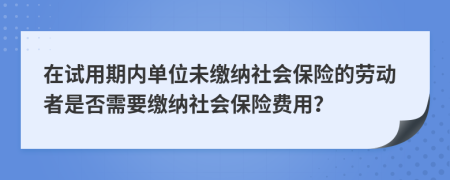 在试用期内单位未缴纳社会保险的劳动者是否需要缴纳社会保险费用？