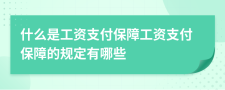 什么是工资支付保障工资支付保障的规定有哪些