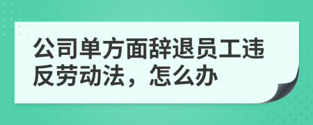 公司单方面辞退员工违反劳动法，怎么办