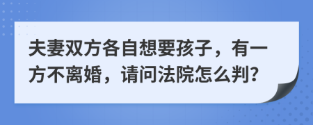 夫妻双方各自想要孩子，有一方不离婚，请问法院怎么判？