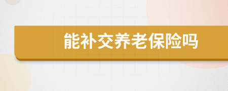 能补交养老保险吗