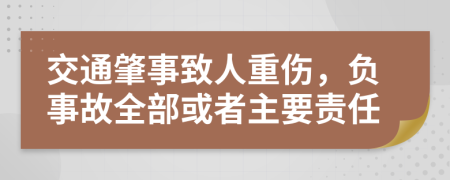 交通肇事致人重伤，负事故全部或者主要责任