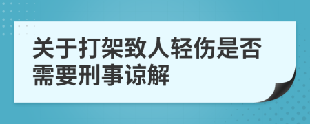 关于打架致人轻伤是否需要刑事谅解