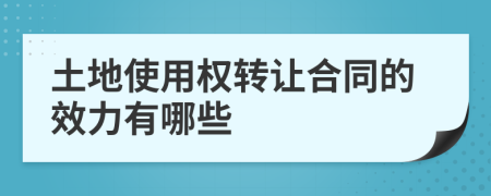 土地使用权转让合同的效力有哪些