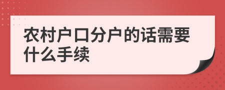 农村户口分户的话需要什么手续