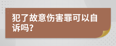 犯了故意伤害罪可以自诉吗？