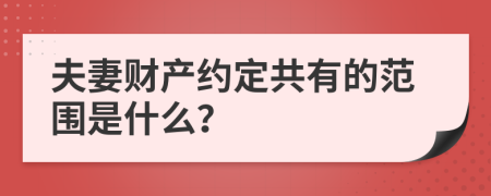 夫妻财产约定共有的范围是什么？