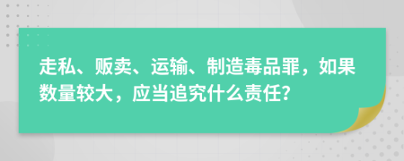 走私、贩卖、运输、制造毒品罪，如果数量较大，应当追究什么责任？