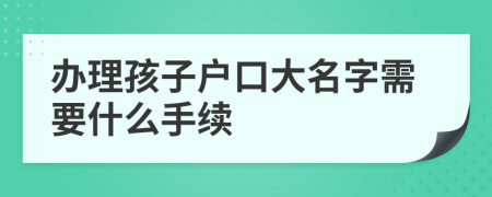 办理孩子户口大名字需要什么手续