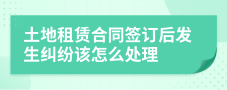 土地租赁合同签订后发生纠纷该怎么处理